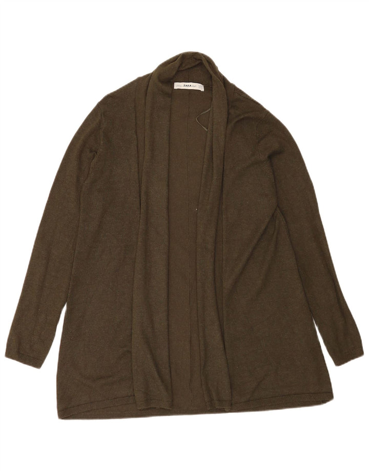 Offener Cardigan für Damen von Zara, Gr. 12, mittlere Khaki-Viskose