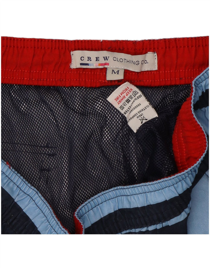 CREW CLOTHING Herren-Badeshorts aus mittelblau gestreiftem Polyester