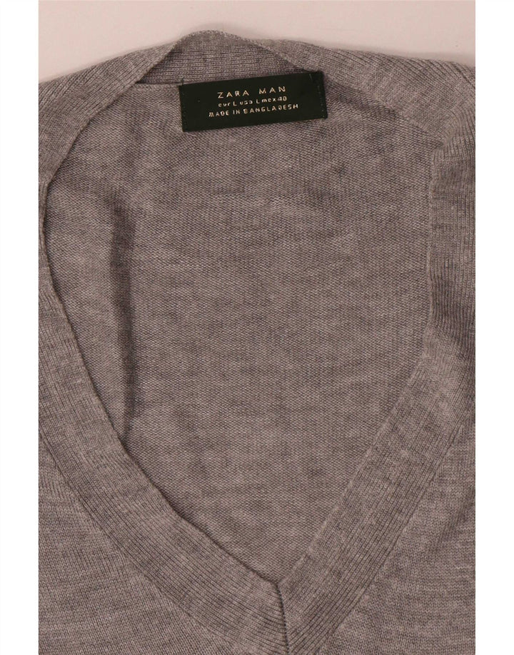 Zara Herren T-Shirt Top Large Grau meliert