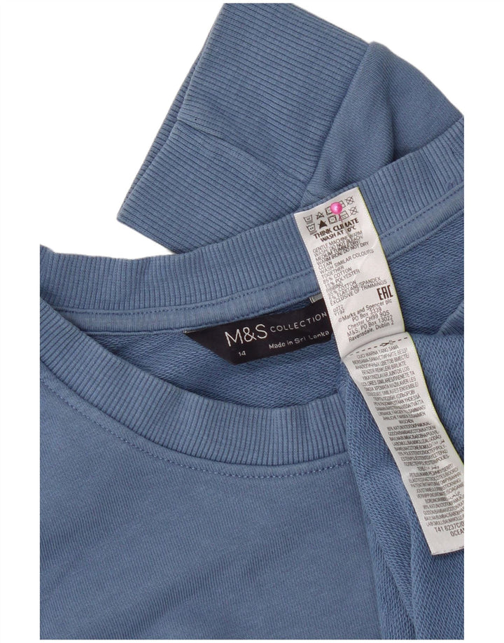 Marks & Spencer Damen Sweatshirt Pullover UK 14 Mittelblaue Baumwolle