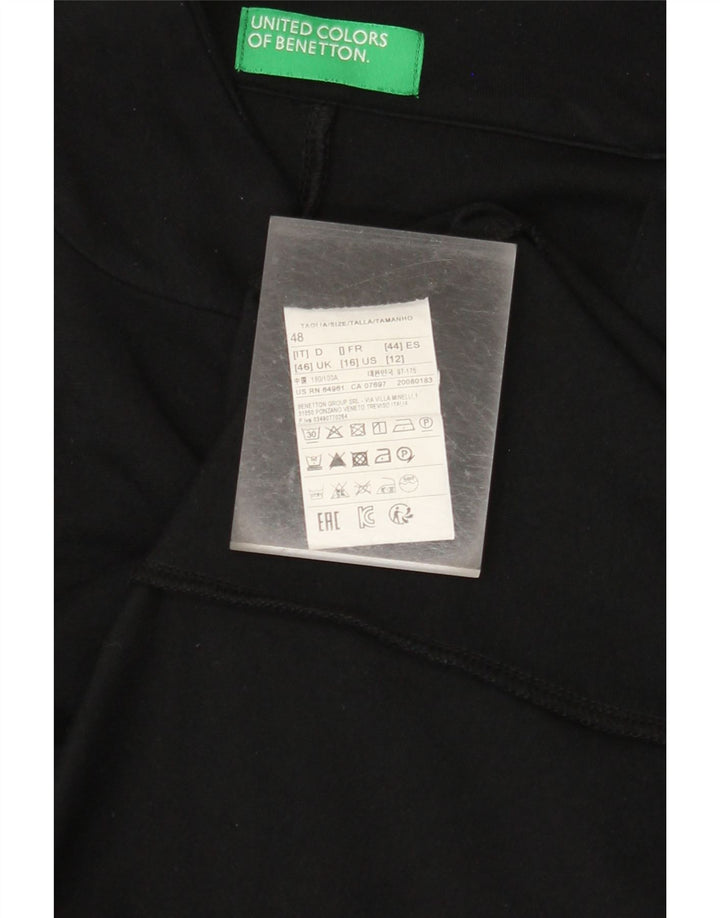 BENETTON Damen 1-Knopf-Blazerjacke UK 16 Large Schwarz Viskose