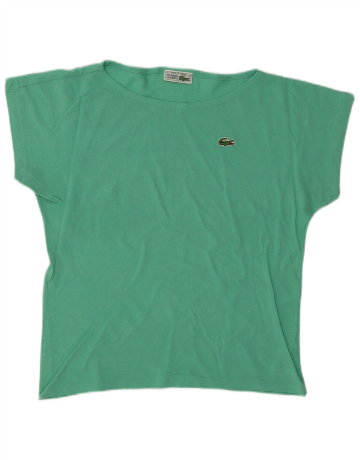 LACOSTE Damen T-Shirt Top Größe 40 Medium Türkis Baumwolle
