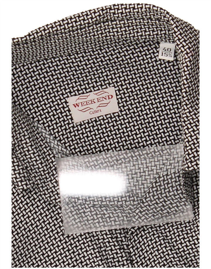 CASSERA Mens Weekend Shirt Size 40 15 3/4 Medium Black Geometric