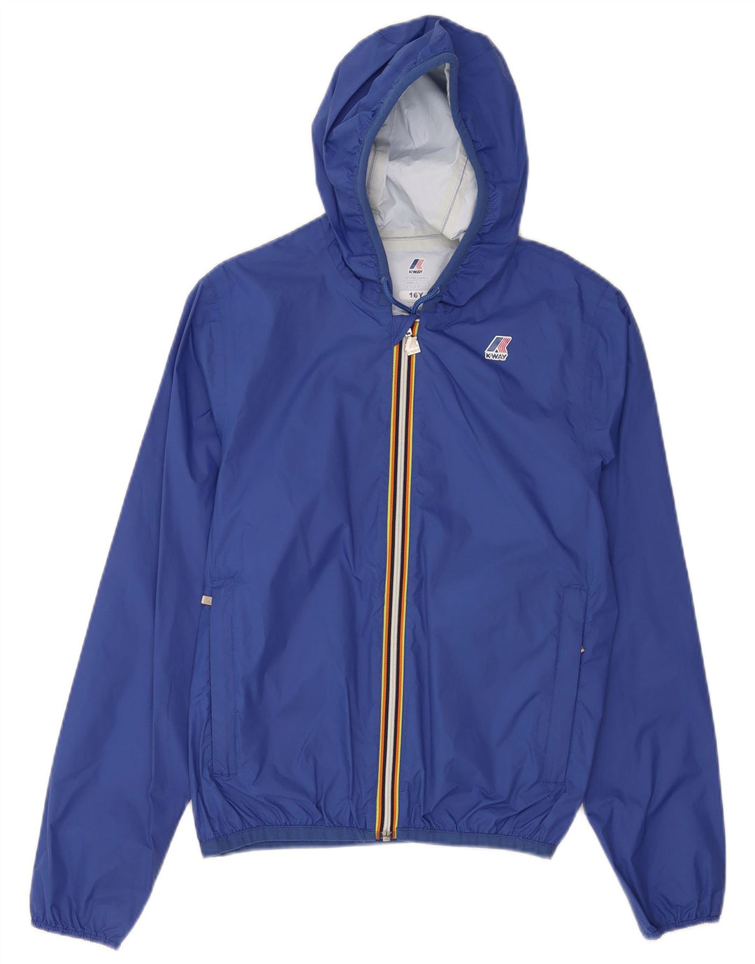 K-Way Jungen-Regenjacke mit Kapuze, 15–16 Jahre, blaues Polyamid