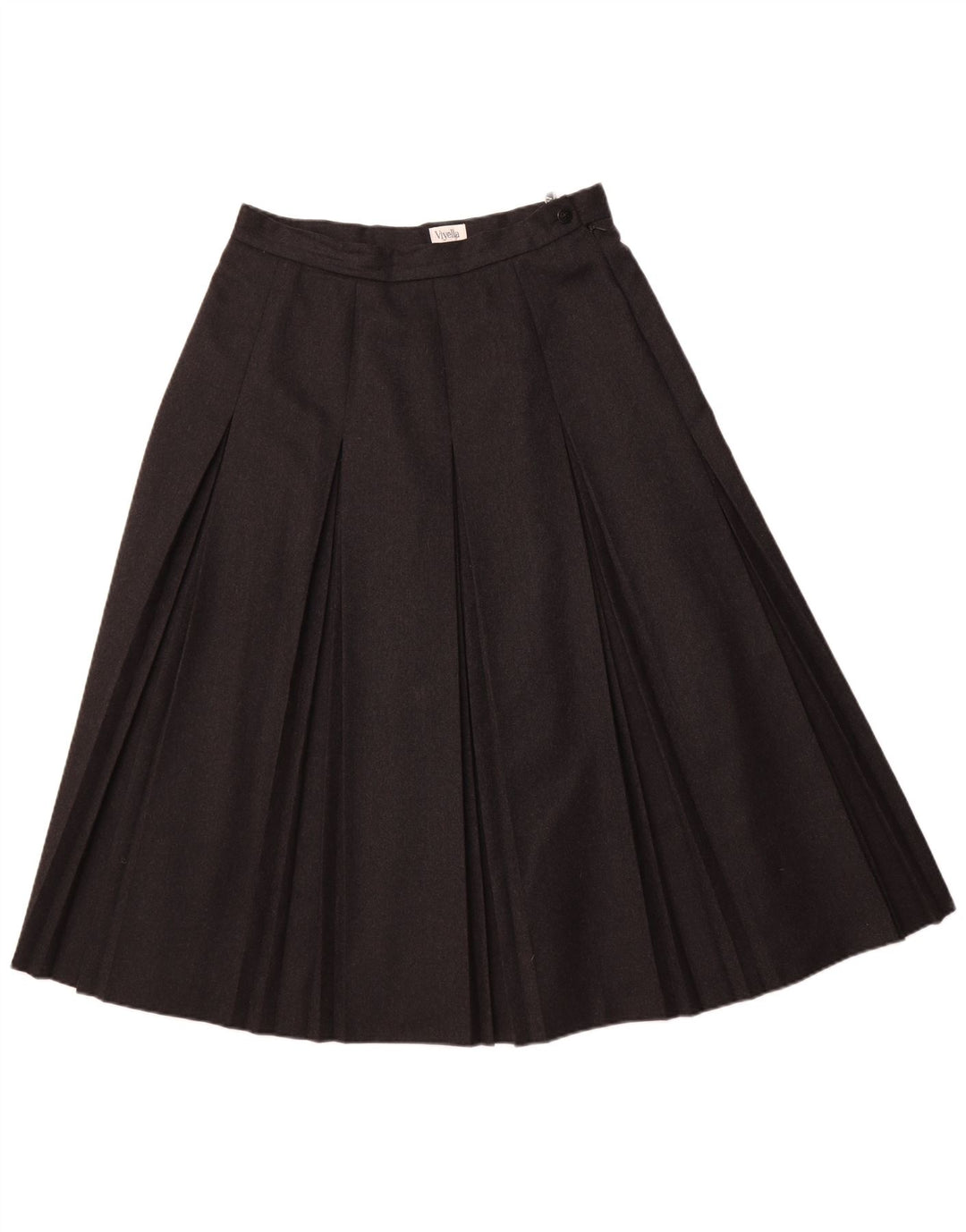 VIYELLA Damen Faltenrock UK 16 Large W32 Graue Schurwolle