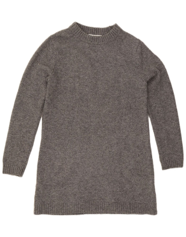 Zara Damen Langarm-Pulloverkleid UK 6 XS Grau Polyester