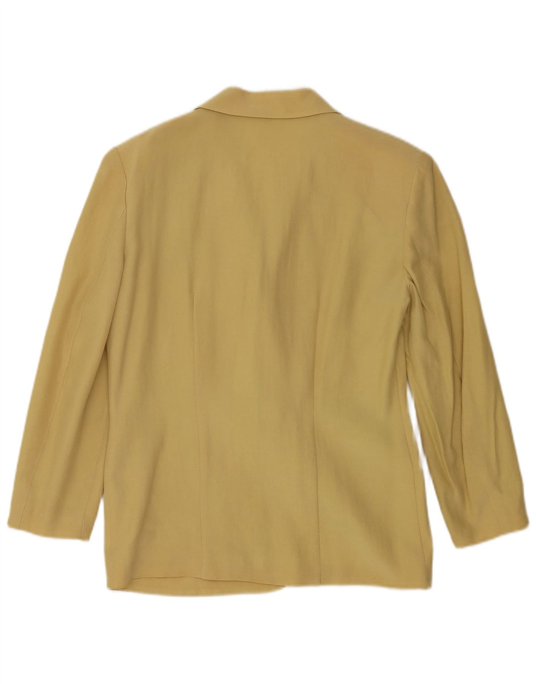 Vintage Damen 3/4 Ärmel Blazer Jacke IT 42 Mittelgelbe Wolle