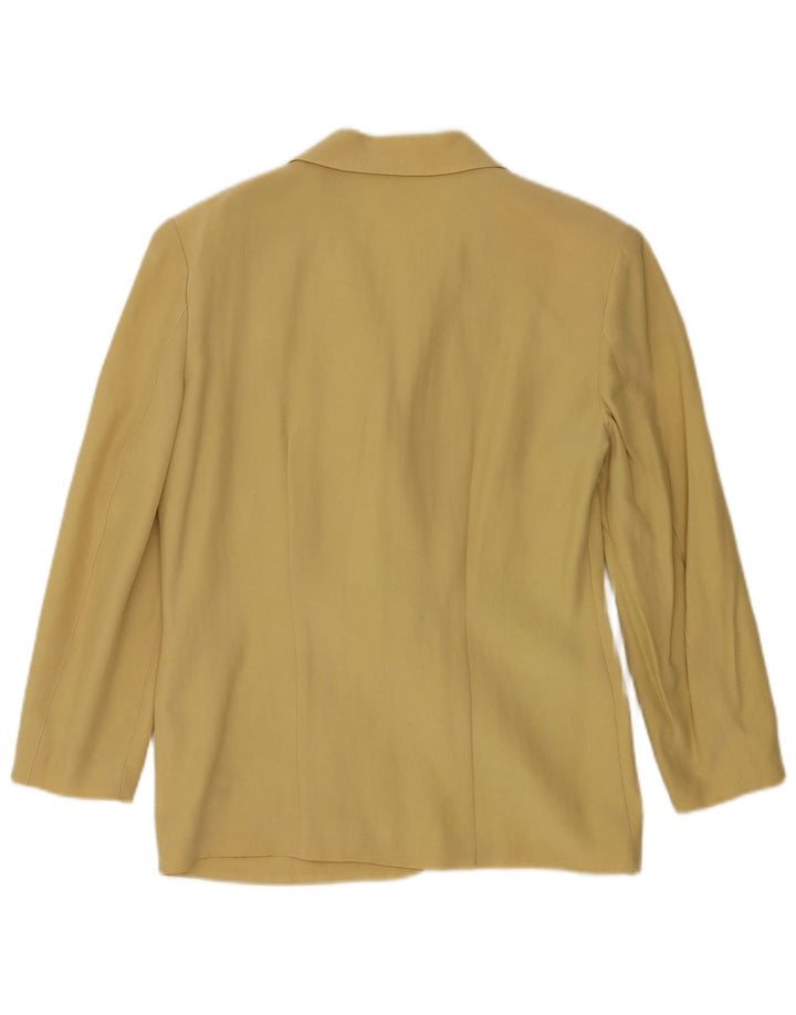 Vintage Damen 3/4 Ärmel Blazer Jacke IT 42 Mittelgelbe Wolle