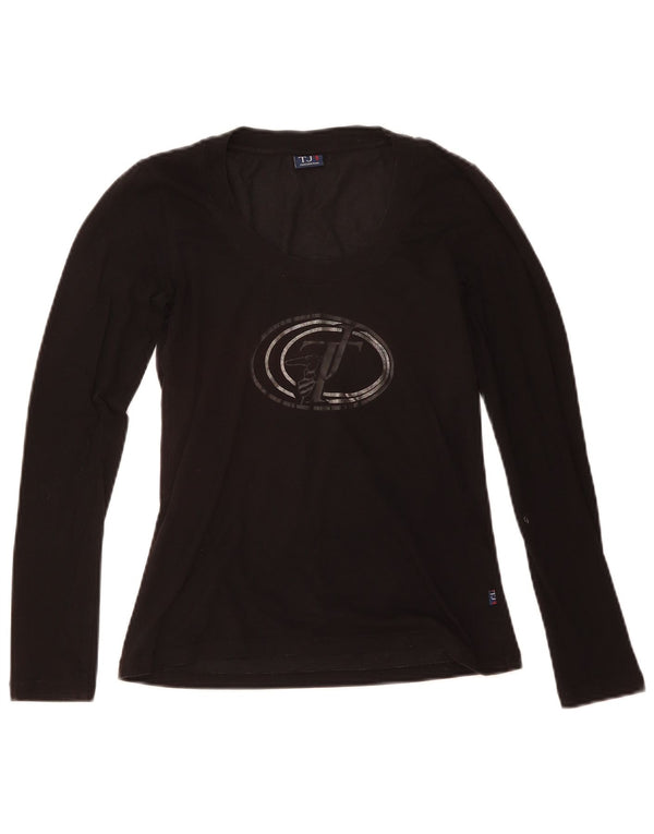 Trussardi Jeans Damen Graphic Top Langarm UK 8 Small Schwarz