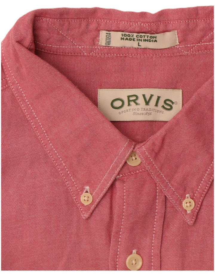 ORVIS Herren-Hemd mit lockerer Passform, große rote Baumwolle