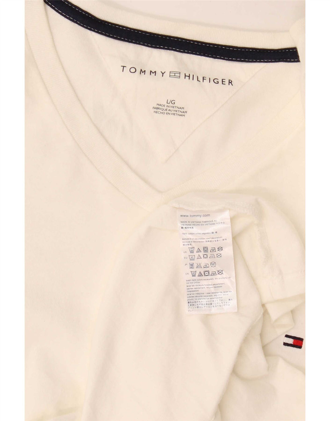 Tommy Hilfiger Herren T-Shirt Top Large Weiß Baumwolle