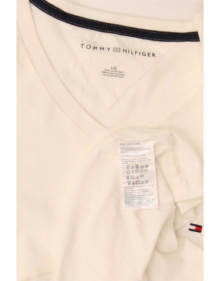 Tommy Hilfiger Herren T-Shirt Top Large Weiß Baumwolle