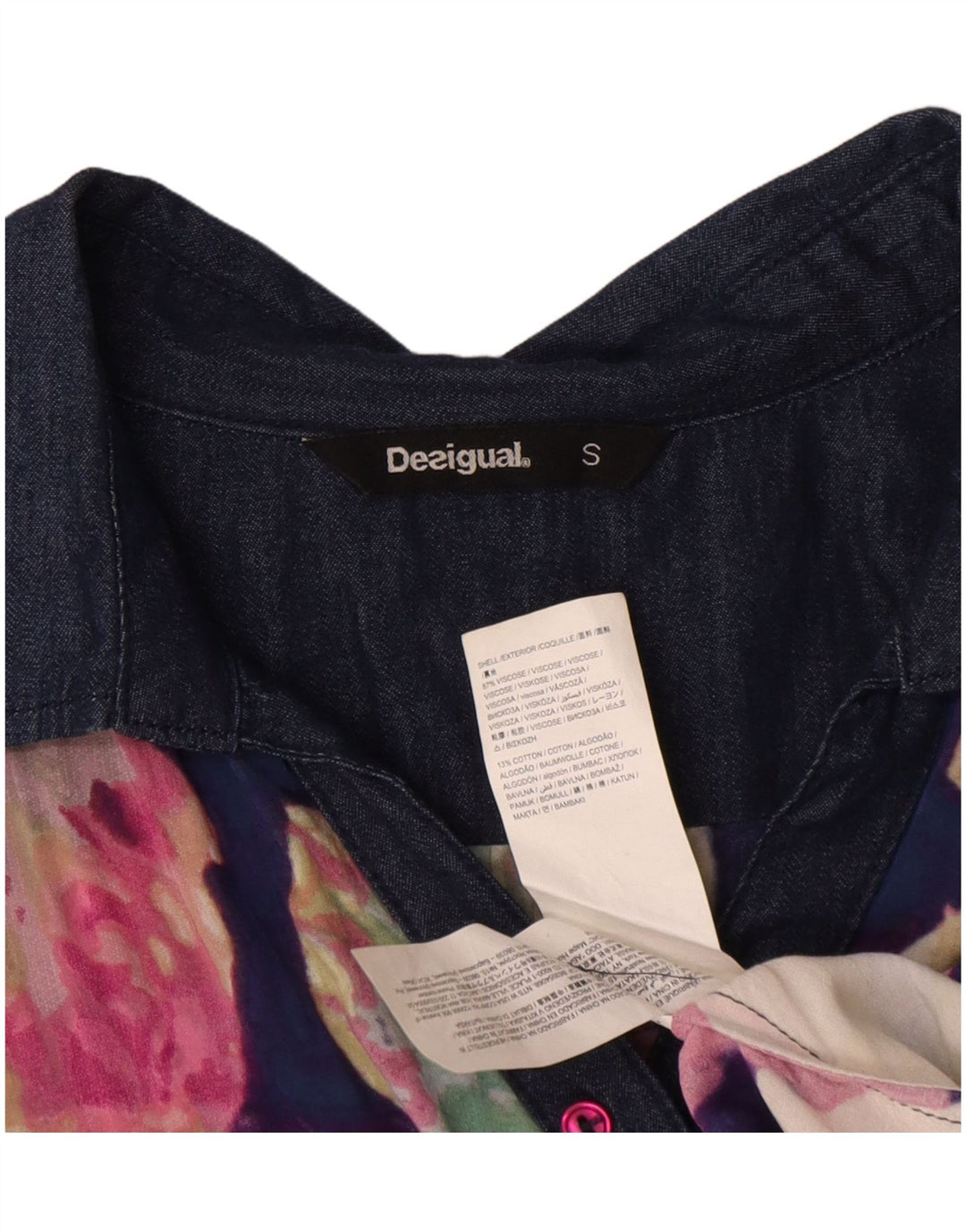 Desigual Damen Pullover-Hemdbluse UK 10 Kleines mehrfarbiges Blumenmuster