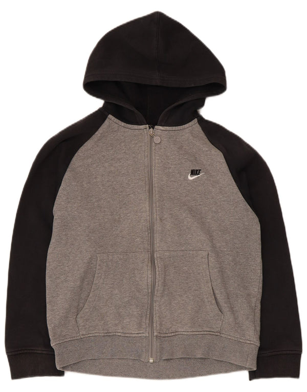 Nike Jungen-Kapuzenpullover mit grafischem Reißverschluss, 10–11 Jahre, Mittelgrau, Farbblock