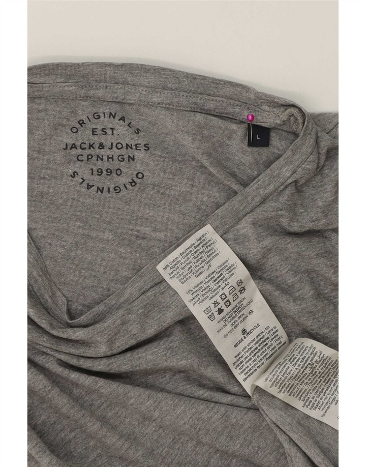 Jack & Jones Herren-T-Shirt-Oberteil, groß, grau meliert, Baumwolle