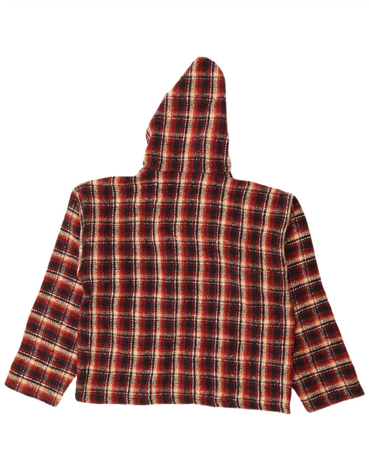 Earth Ragz Herren-Kapuzenpullover, mittelrot, kariert, Polyester, Hippie