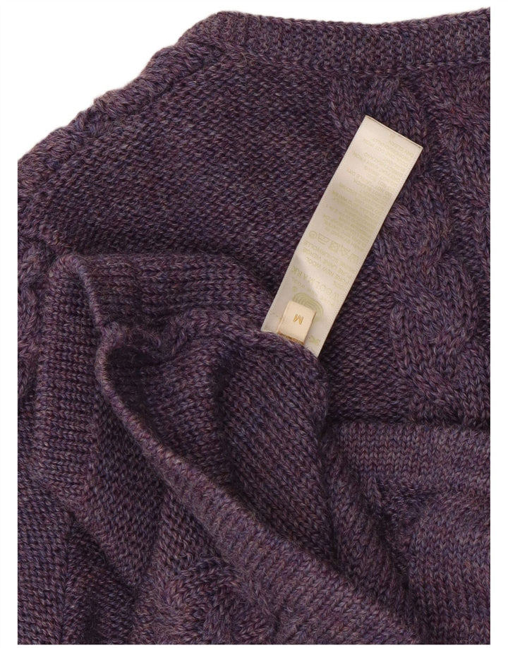 Vintage Damen Cardigan Pullover UK 12 Medium Lila Wolle