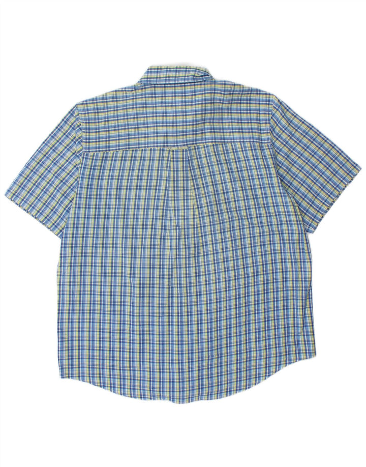 Chaps Herren-Kurzarmhemd, groß, blau, kariert, Baumwolle