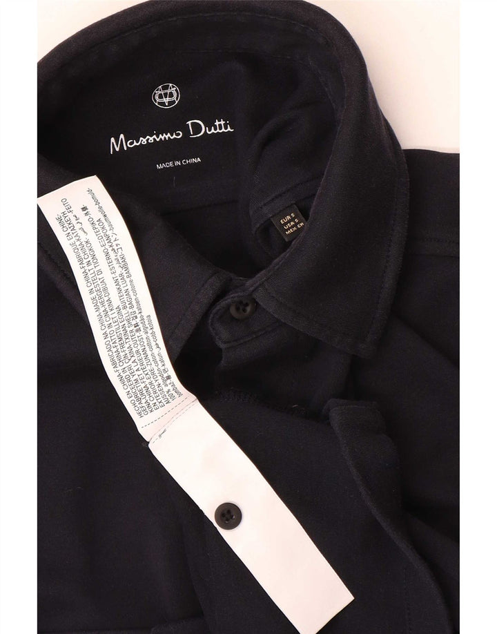 Massimo Dutti Herren Kurzarmhemd Small Schwarz Baumwolle