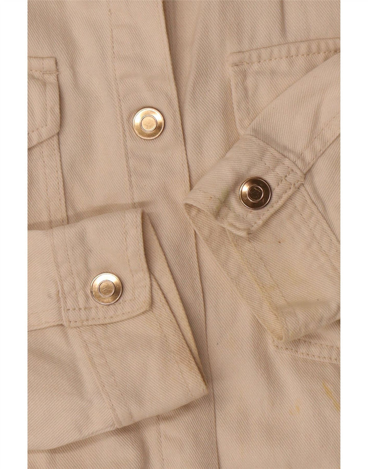 Zara Damen Bomberjacke UK 10 Small Off White Baumwolle