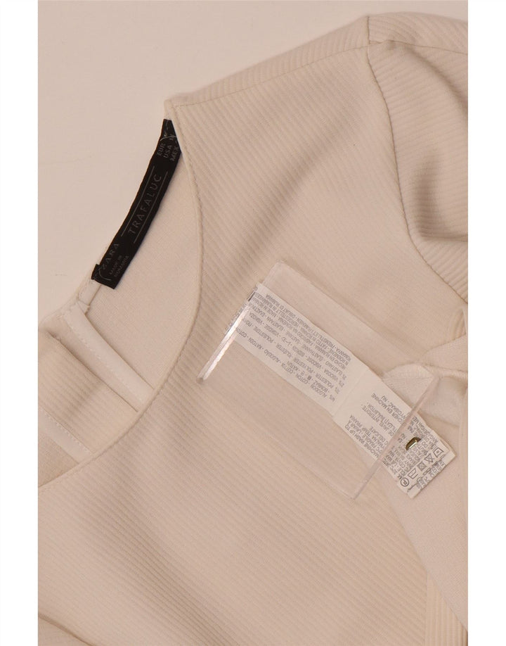 Zara Damen Blusentop UK 14 Mittelweiße Baumwolle