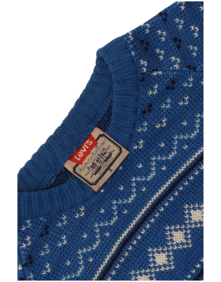 Levi's Herren-Pullover mit Rundhalsausschnitt, klein, blau, geometrisches Acryl