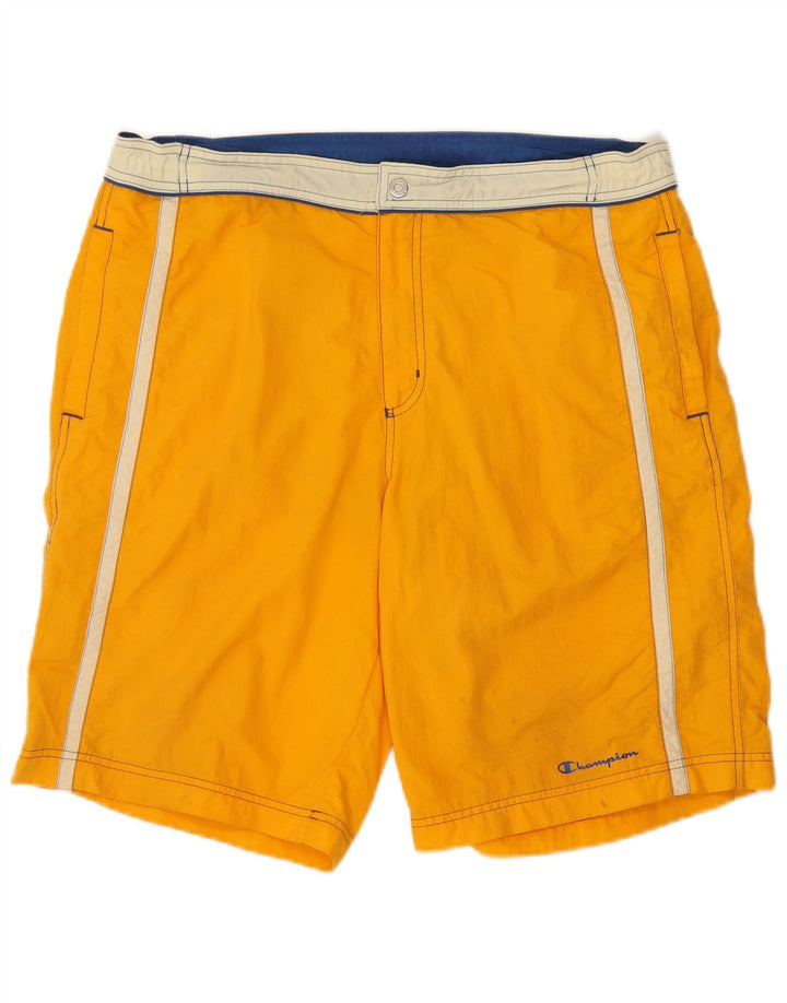 Champion Herren-Badeshorts mit Grafik, groß, gelbes Colourblock-Polyamid
