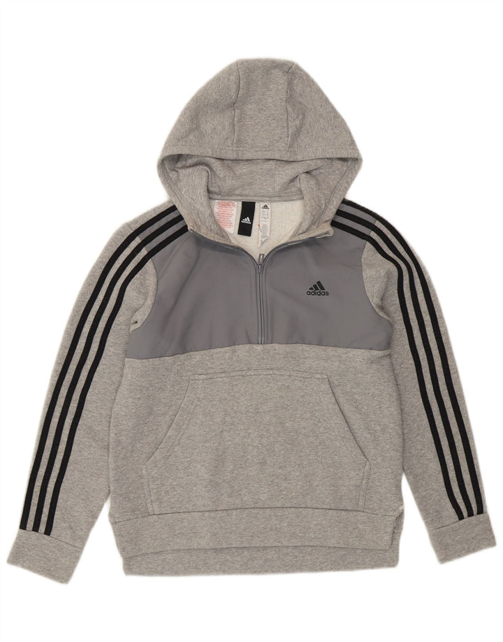ADIDAS Kapuzenpullover mit Reißverschluss für Jungen, 12–13 Jahre, Grau, Farbblock