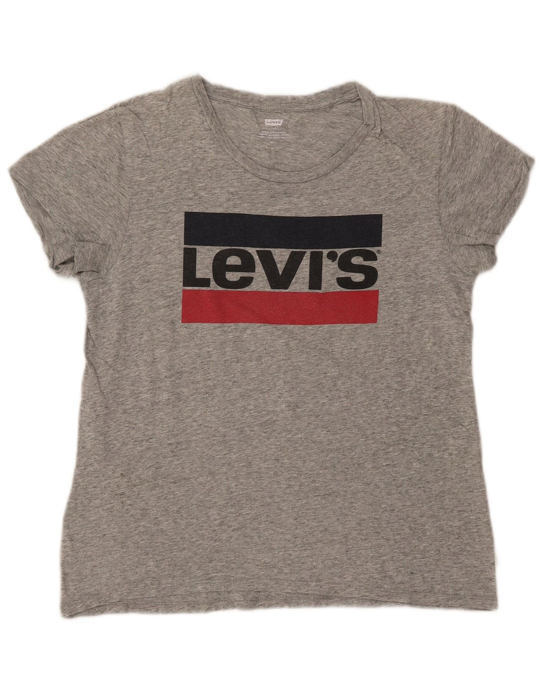 LEVI'S Damen Grafik-T-Shirt-Oberteil UK 12 Mittelgrau meliert
