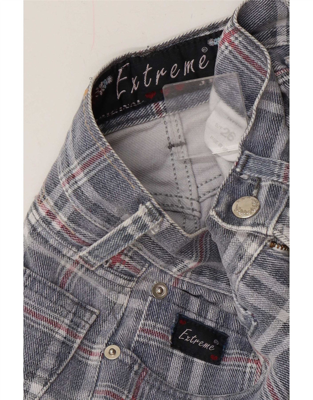 Extreme Tapered-Jeans für Damen, W26, L29, blau kariert, Baumwolle
