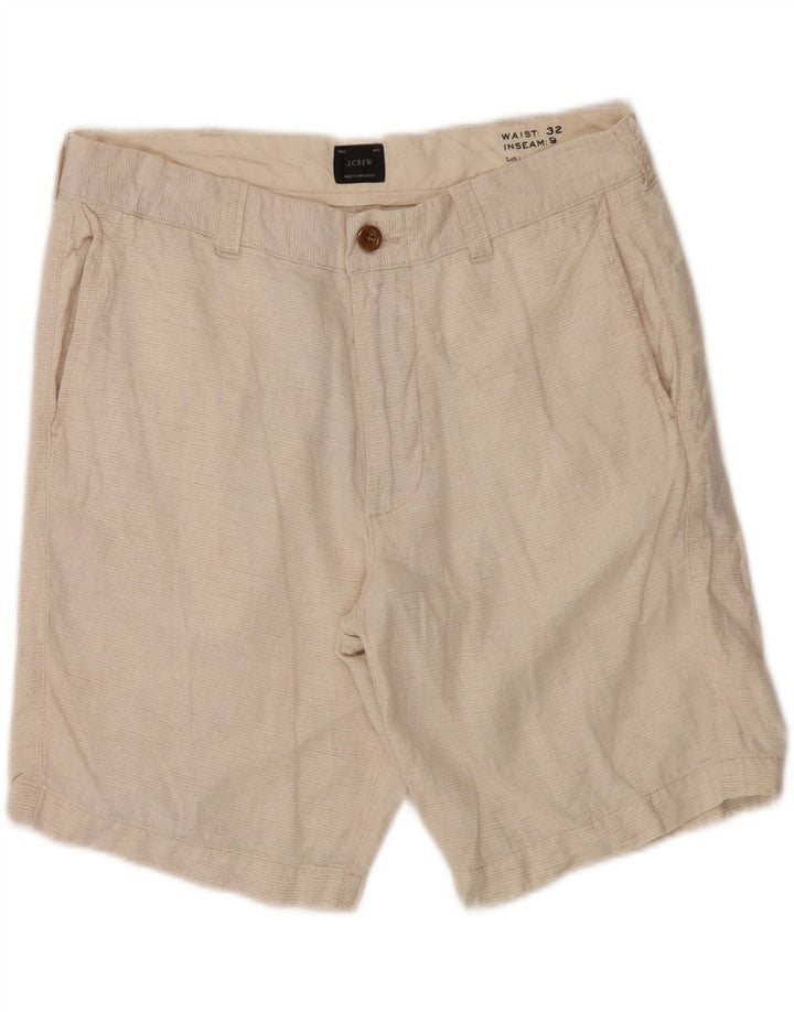 J. CREW Mens Chino Shorts  W32 Medium Off White Pinstripe Linen Vintage J. Crew and Second-Hand J. Crew from Messina Hembry 
