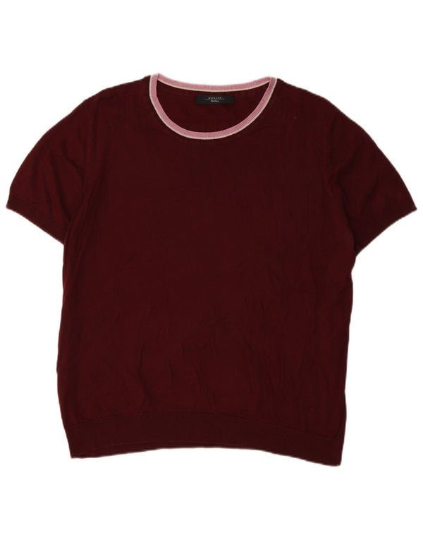 Max Mara Damen-Wochenende-Pullover mit U-Boot-Ausschnitt, UK 16, Größe L, Burgunderrot