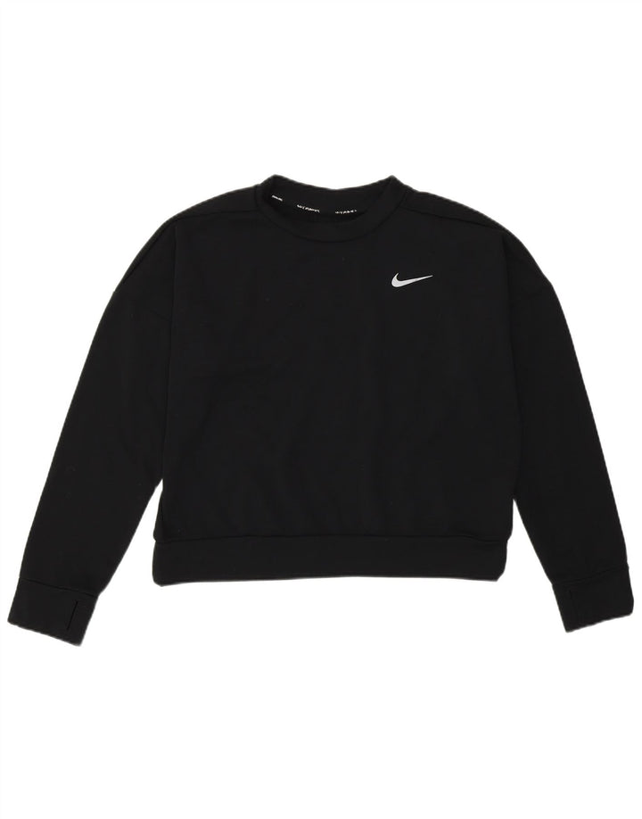 Nike Damen Crop Sweatshirt Pullover UK 12 Medium Schwarz Polyester Sport