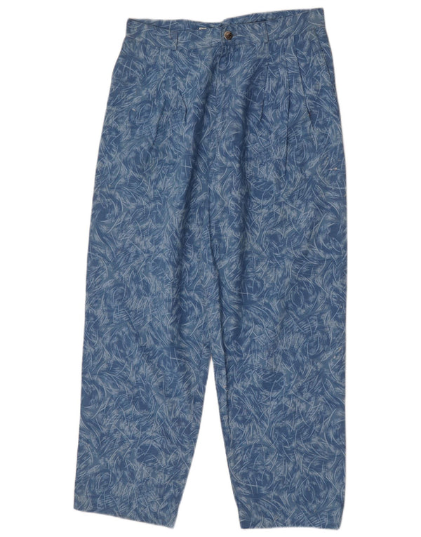 Vintage Mädchen-Freizeithose mit Klammern, 15–16 Jahre, W28, L28, blau, geometrisch