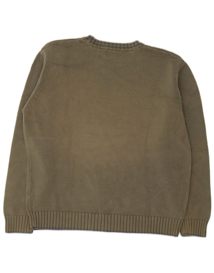 Marks & Spencer Herren-Pullover mit Rundhalsausschnitt, groß, grüne Baumwolle