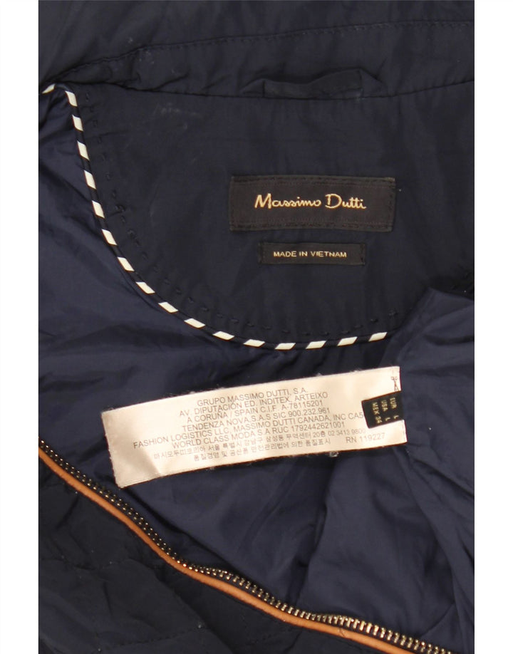 Massimo Dutti Damen Steppweste UK 14 Large Marineblaues Nylon