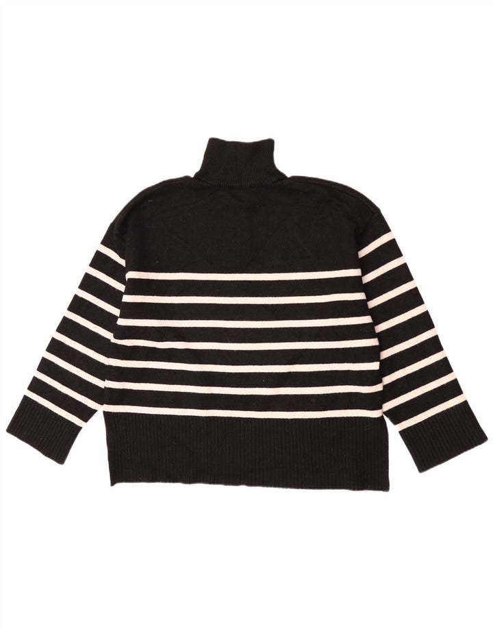 Zara Damen-Pullover, übergroß, mit Reißverschluss, Gr. 10, Größe S, Schwarz, gestreift