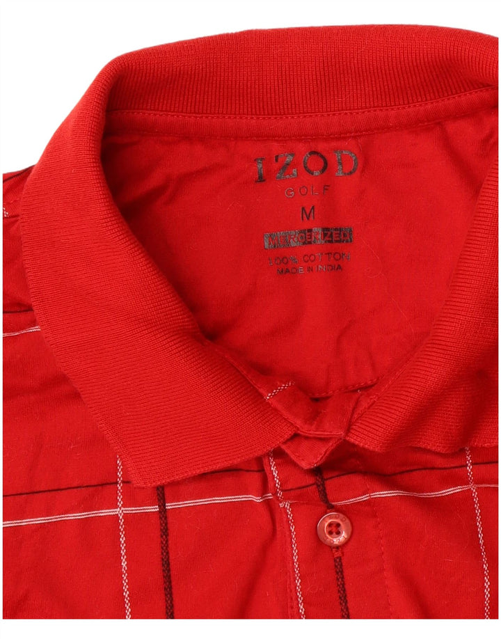 IZOD Herren-Golf-Poloshirt, mittelrot, kariert, Baumwolle