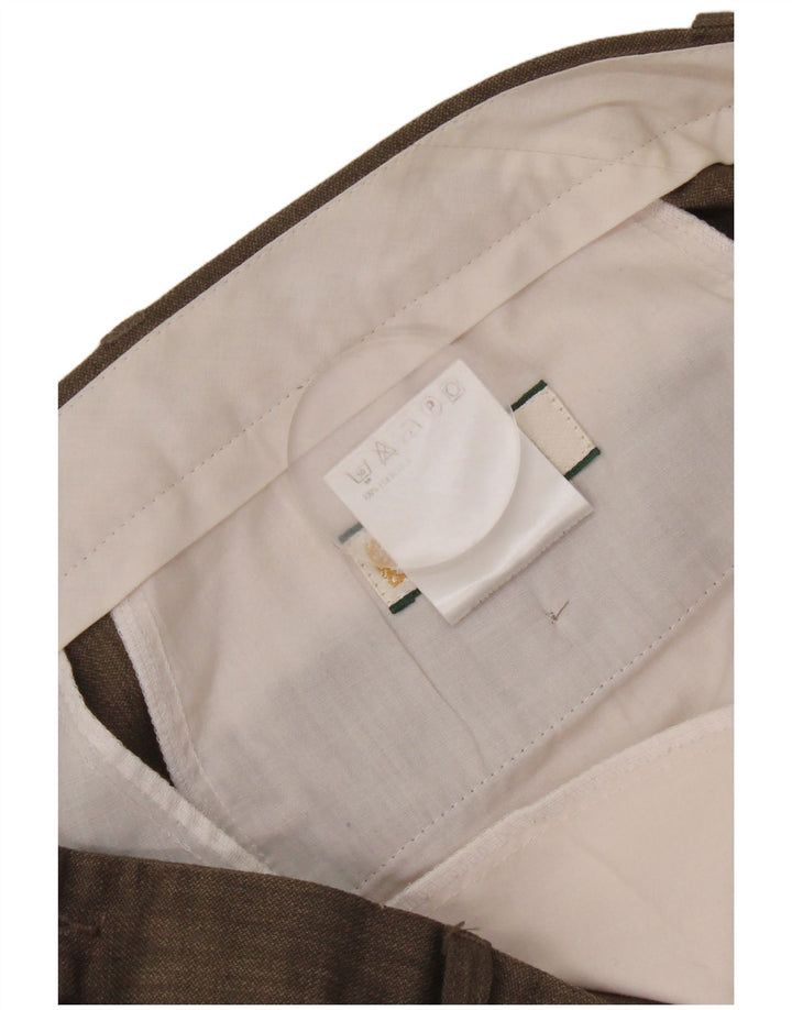Marks & Spencer Herren-Anzughose mit konisch zulaufendem Bein, Breite 40, Länge 29, Braun, Polyester