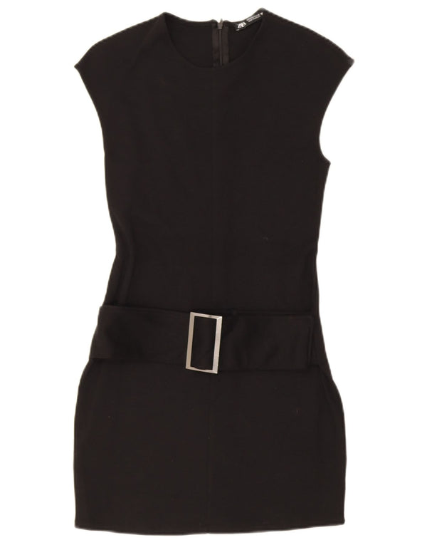 Ärmelloses, figurbetontes Damenkleid von Zara, Größe S, Schwarz, Polyester