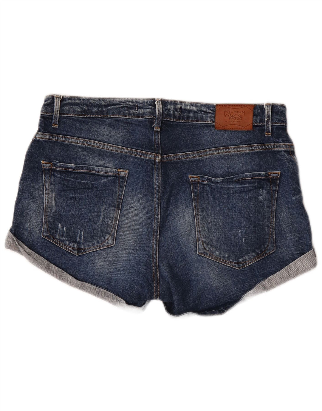 Zara Damen Jeansshorts EU 40 Medium W30 Marineblaue Baumwolle