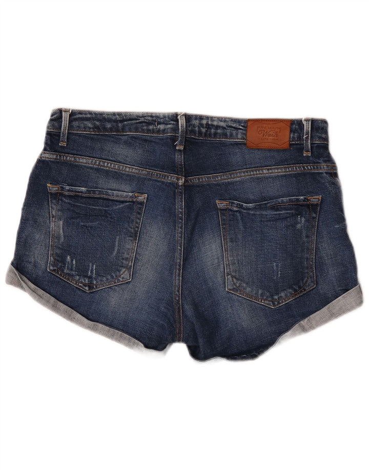 Zara Damen Jeansshorts EU 40 Medium W30 Marineblaue Baumwolle