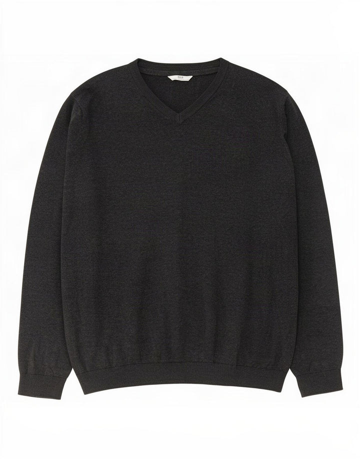Marks & Spencer Jungen-Pullover mit V-Ausschnitt, 15–16 Jahre, graue Baumwolle