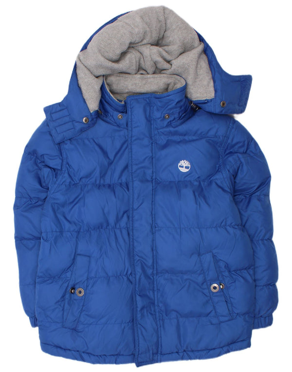 Timberland Jungen wattierte Jacke mit Kapuze, 7–8 Jahre, blaues Polyester