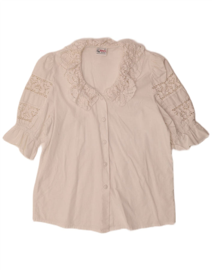 ALPHORN Damen Hemdbluse IT 40 Mittelweiß