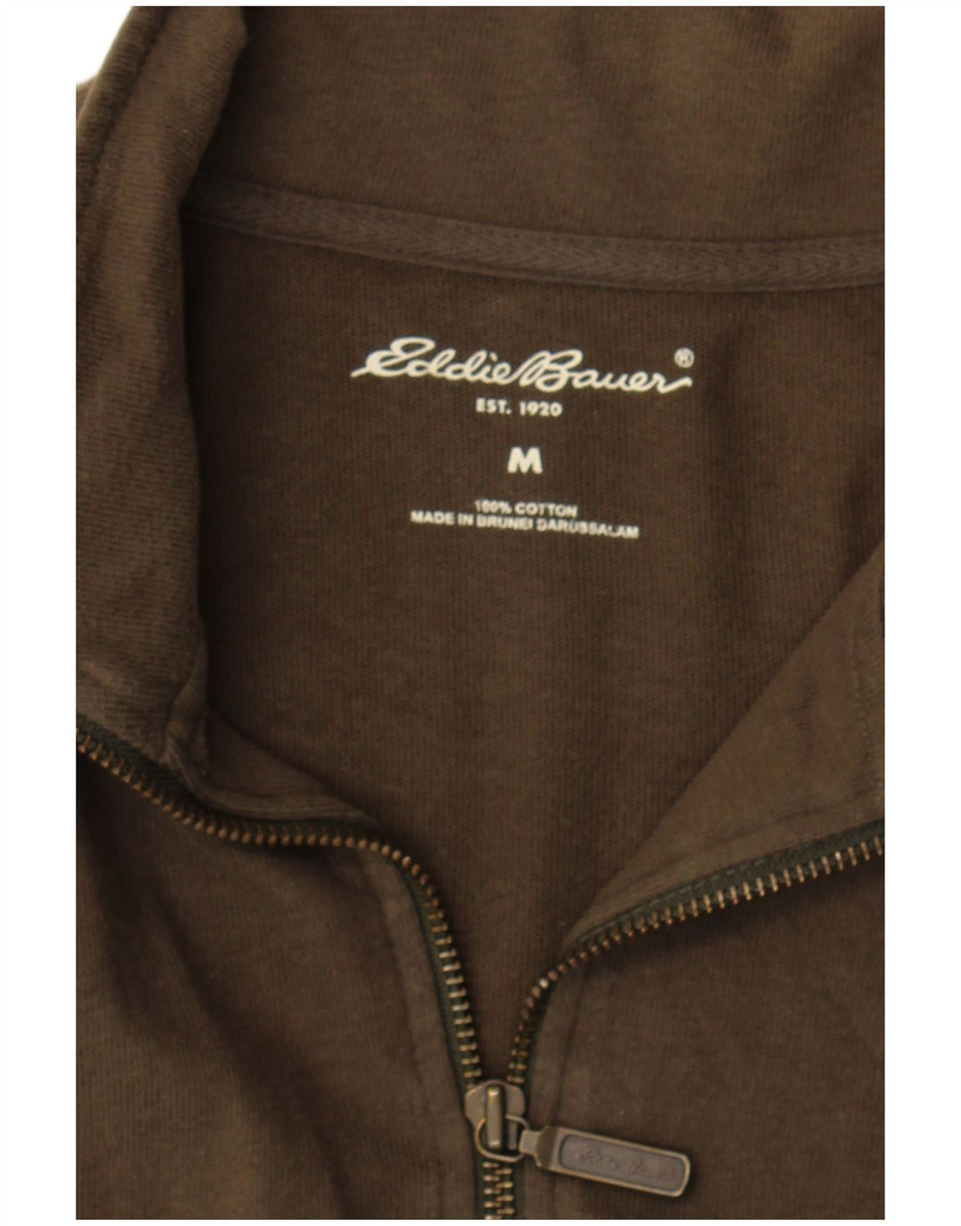 Eddie Bauer Herren-Oberteil mit Reißverschluss, langärmlig, mittlere Khaki-Baumwolle