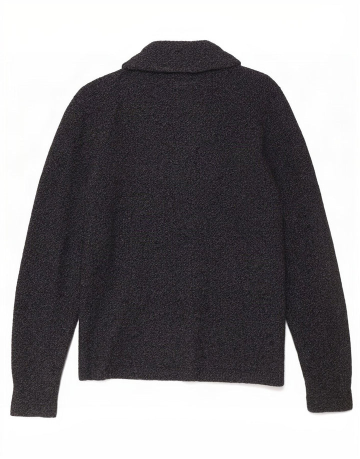 Massimo Dutti Herren-Cardigan-Pullover aus mittelgrau gesprenkelter Wolle