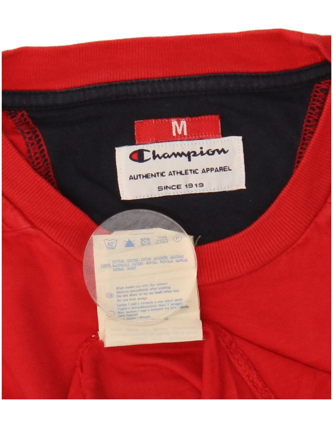 Champion Herren Grafik-T-Shirt-Oberteil aus mittelroter Colourblock-Baumwolle