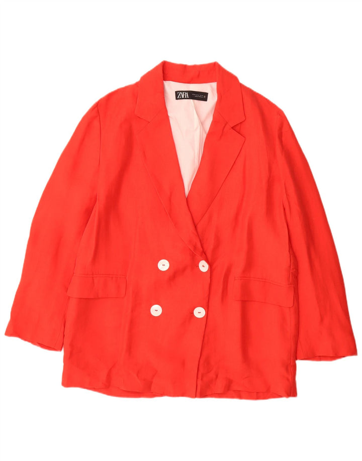 Zweireihiger Blazer für Damen von Zara, UK 14, mittelrot, Lyocell