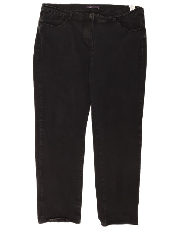 Marks & Spencer Damen Straight Jeans UK 18 XL W36 L28 Schwarze Baumwolle
